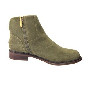 Franco Sarto Suede Leather Ankle Boots 8 Olive Green Hero Booties Cabin Preppy